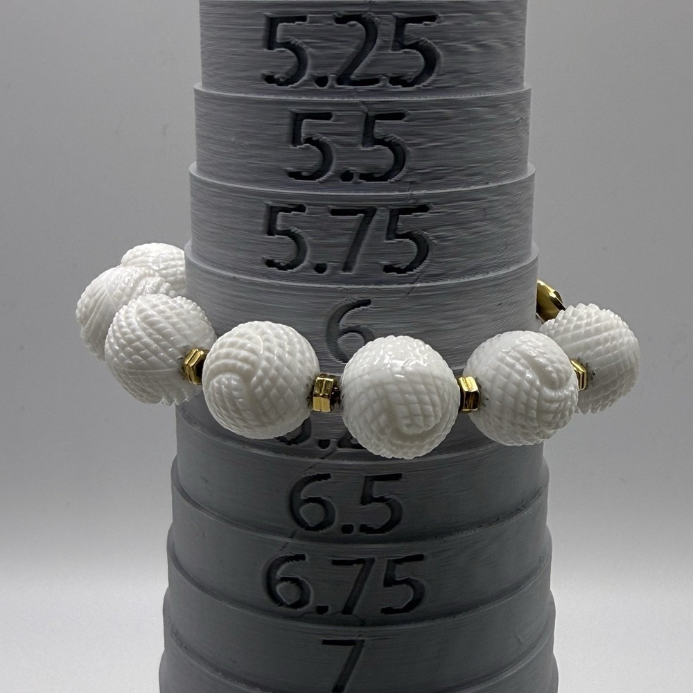 Monet Bracelet Gold Tone Accents White Textured Beads Estate Retro VTG - Picture 3 of 12